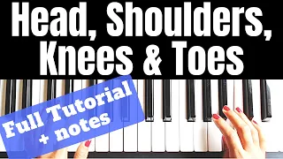 Head, Shoulders, Knees and Toes  | Both hands Piano Tutorial | Level 1-5 |NOTES |+Slow