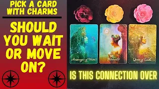 💘SHOULD YOU WAIT OR MOVE ON FROM THIS CONNECTION↗️❤️‍🔥|🔮CHARM|TAROT PICK A CARD🔮
