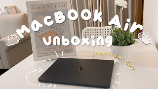 Apple Macbook Air M2 midnight aesthetic unboxing , comparing M1 and M2 Macbook Air ☁️