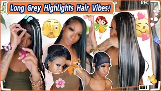 Tutorial: Quick Weave Grey Highlights Hair | Leave Out On Protective Cap Ft.#ULAHAIR