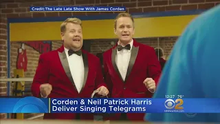 James Corden, Neil Patrick Harris Deliver Singing Telegrams