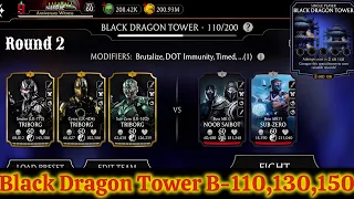 Black Dragon Tower Boss Battle 110 , 130 & 150 Fight + Reward MK Mobile | Boss Subzero & Jade