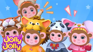 🙉🙊🐵Five little monkeys + MORE🙉🙊🐵 - It's Playtime | Jolly Jolly Kids Songs & Nursery Rhymes
