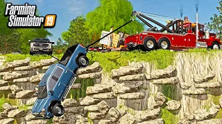 HEAVY WRECKER RESCUE! (TRUCK STUCK ON CLIFF EDGE) | FARMING SIMULATOR 2019