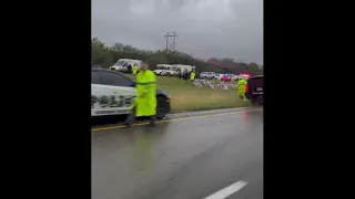 Video shows aftermath of prisoner bus accident near George West, Texas