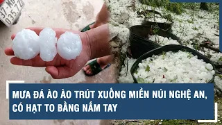 Mưa đá ào ào trút xuống miền núi Nghệ An, có hạt to bằng nắm tay | VTs