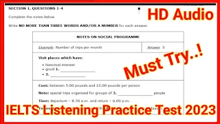 Notes on Social Programme  listening | IELTS listening Practice test 2023 with answer@ieltswithkamal