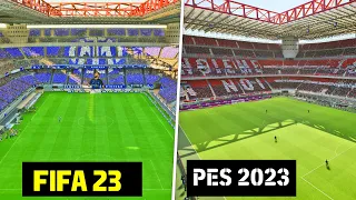 FIFA 23 vs eFootball 2023 - ALL Stadiums 🔥 San Siro, Old Trafford, Emirates, Giuseppe Meazza ✅