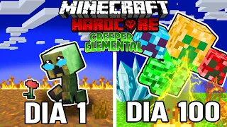 💥Sobreviví 100 DÍAS siendo un CREEPER ELEMENTAL en Minecraft HARDCORE!