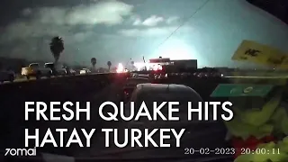 TV live and dashcam capture the moment of fresh quake hitting Hatay, Turkey