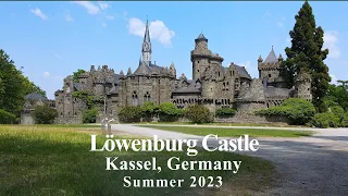 4K Bird's View Video of Löwenburg Castle, near Kassel, Germany