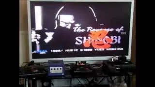 Sega PAL megadrive 2 console with 60hz conversion playing Japanese super shinobi