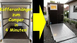 Umbau Kofferanhänger zum Camper in 4 Minuten! DIY Mini-Festival Wohnwagen "FestiCell" 🙃 Modulwand