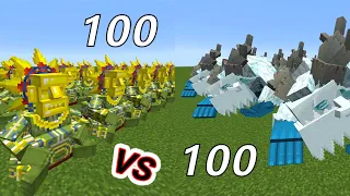 100 Barako The Sun Chief Vs. 100 Frostmaw in Minecraft