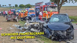 [SCHLIMMER FRONTALUNFALL MIT OLDTIMER] - 3 KINDER VERLETZT | 3 HUBSCHRAUBER & FEUERWEHR im EINSATZ