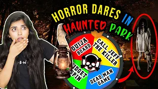 SCARY SPIN THE WHEEL Dares In a HAUNTED PARK 12AM 🙀| *something followed me*