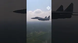 Ukrainian Mig fighter jet shoots missiles in POV cockpit footage released by air force