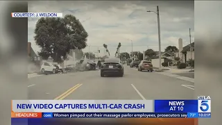 Dash-cam video captures multi-vehicle crash in Baldwin Hills