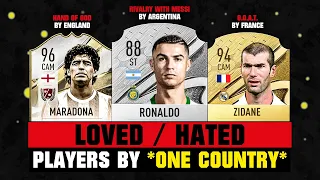 Most LOVED/HATED FOOTBALLERS By ONE COUNTRY! 😱🔥 ft. Ronaldo, Maradona, Zidane...