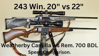 243 Win. 20" vs 22". Velocity Difference. Sierra 80gn. and 100gn. Tested.