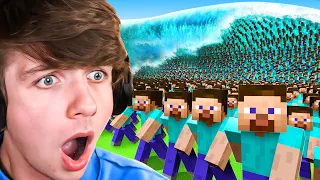 100 Players Survive Natural Disasters in Minecraft!