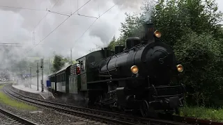 RhB Historic, Dampffahrt mit G 4/5  Nr. 107 von Landquart nach Davos Platz plus Löschzug, 05.08.2023