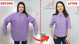 How to upcycle a men's shirt to fit a woman! (step-by-step)