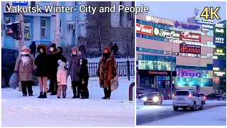 (4K) Yakutsk in Winter, City and People, Siberia, Sakha, Якутск