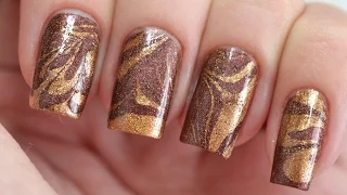 Autumn Water Marble Nail Art / Водный Маникюр Дизайн Ногтей 2015