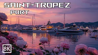 Saint Tropez Port At Sunset , The Most Beautiful Evening Walk In France 8K