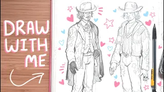 draw with me ✿ western fashion outfits for my cowboy characters!