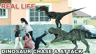 Jurassic World in Real Life Dinosaur attack Princess T-Rex Chase (Family The Honest Comedy) #Funny