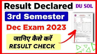 SOL Third Semester Result Declared Dec 2023 Exam | Sol 3rd Semester Result Declared 2024