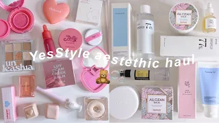 Relaxing Korean skincare and makeup haul 🧸🫧 YesStyle unboxing clean girl aesthetic