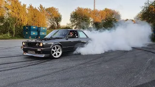 BMW e30 V8 Turbo bournout