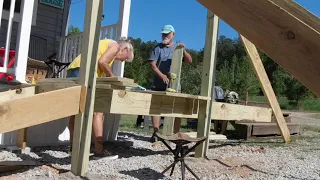 Sweet Honey Babe building the deck with a little help  from me