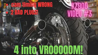 KZ900 Video #3 (final): wrong cam timing, 2 bad plugs, how's it run now?