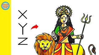 X Y Z into Ma Durga Drawing