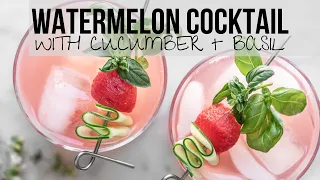 watermelon cocktail with vodka, cucumber and basil