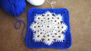 👆️️️Красивый квадратный мотив крючком "Снежинка за окном" Урок 163  crochet square motif