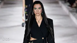 Dua Lipa on the Versace Spring/Summer 2022 catwalk for Fashion Week in Milan, Italy.