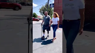 Above Knee Amputee Walking with his wife in his new Prosthetic Leg