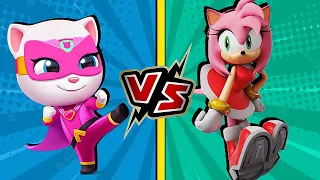 Talking Tom Hero Dash vs Sonic Dash Super Angela vs Amy Rose Gameplay