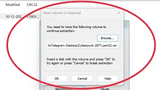 Pc Fix Next volume is required You need to have the following volume to continue extraction Insert