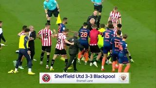 A big fight breaks out after Sheffield United 3 - 3 Blackpool