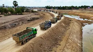 EP15 Great Project Backfill 200 Trucks VS 2 Dozer KOMATSU 60P and 4 Excavator Processing