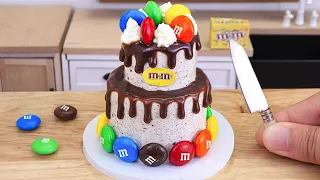 Rainbow Chocolate Cake 🌈 Two-Tier Miniature Rainbow Chocolate Cake Decorating With M&M Candy