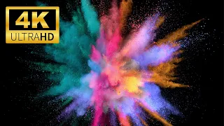 Colorful Powder Explosions! 11 Hours 4K Screensaver with Relaxing Music for Meditation.