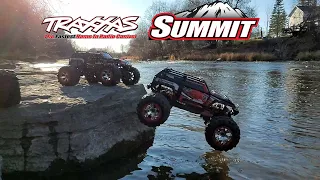 3 Traxxas Summit and a River