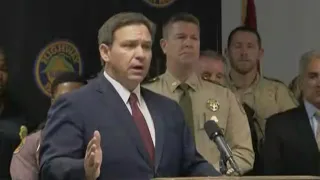 Florida Gov. Ron DeSantis speaks in Pensacola